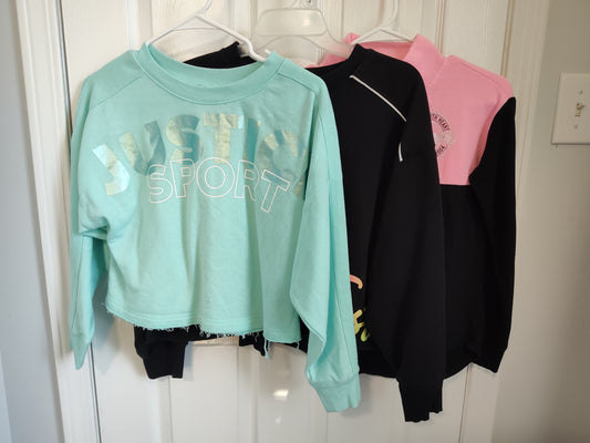Seller 189:  Justice Sweatshirts x 3 girls size 12