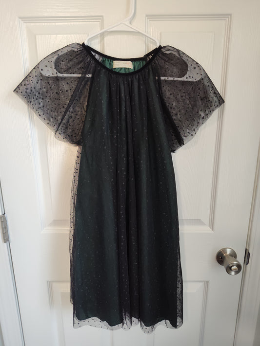 Seller 189:  Zara Girls Emerald Green Black Overlay dress size 13/14