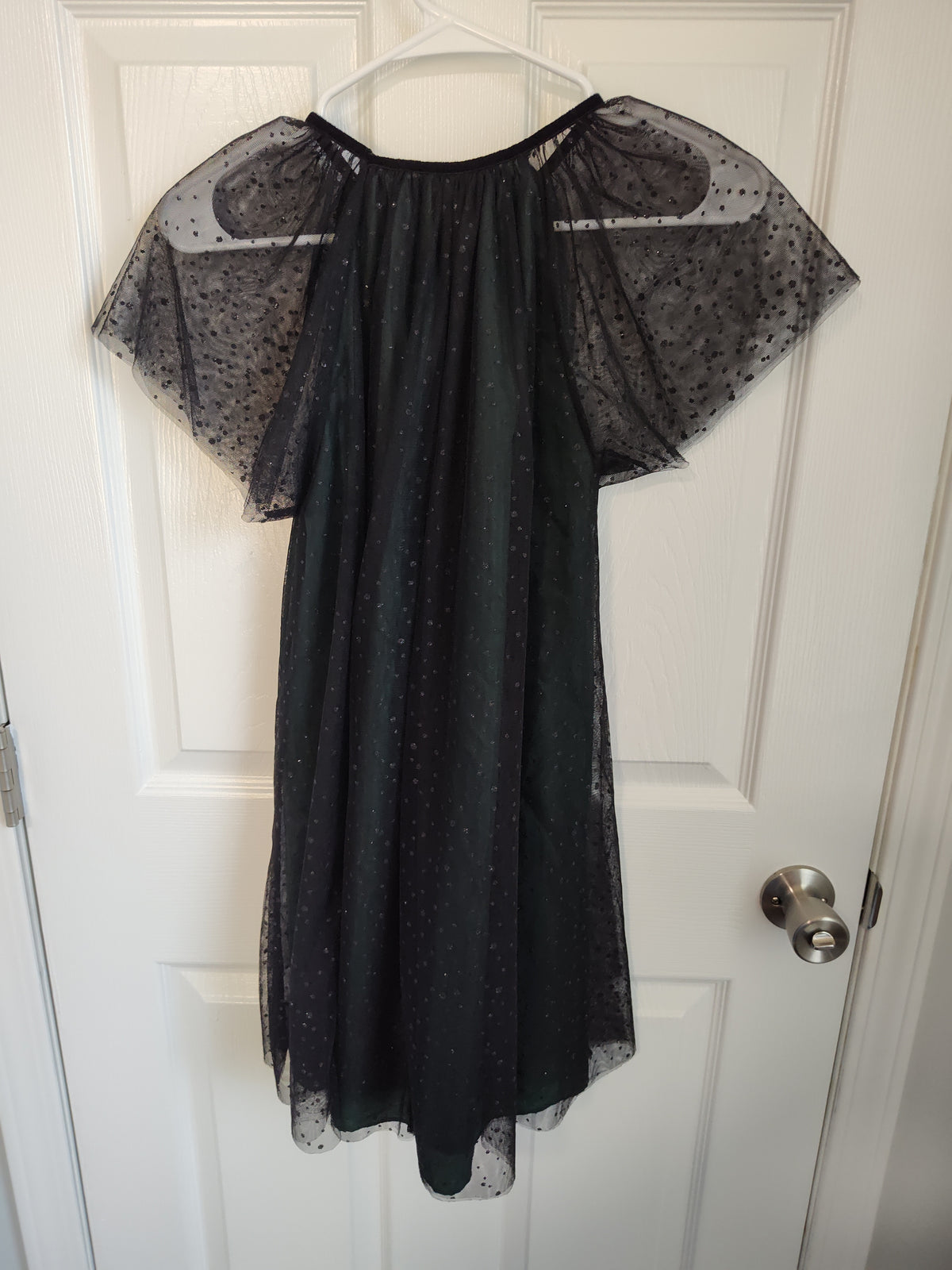 Seller 189:  Zara Girls Emerald Green Black Overlay dress size 13/14