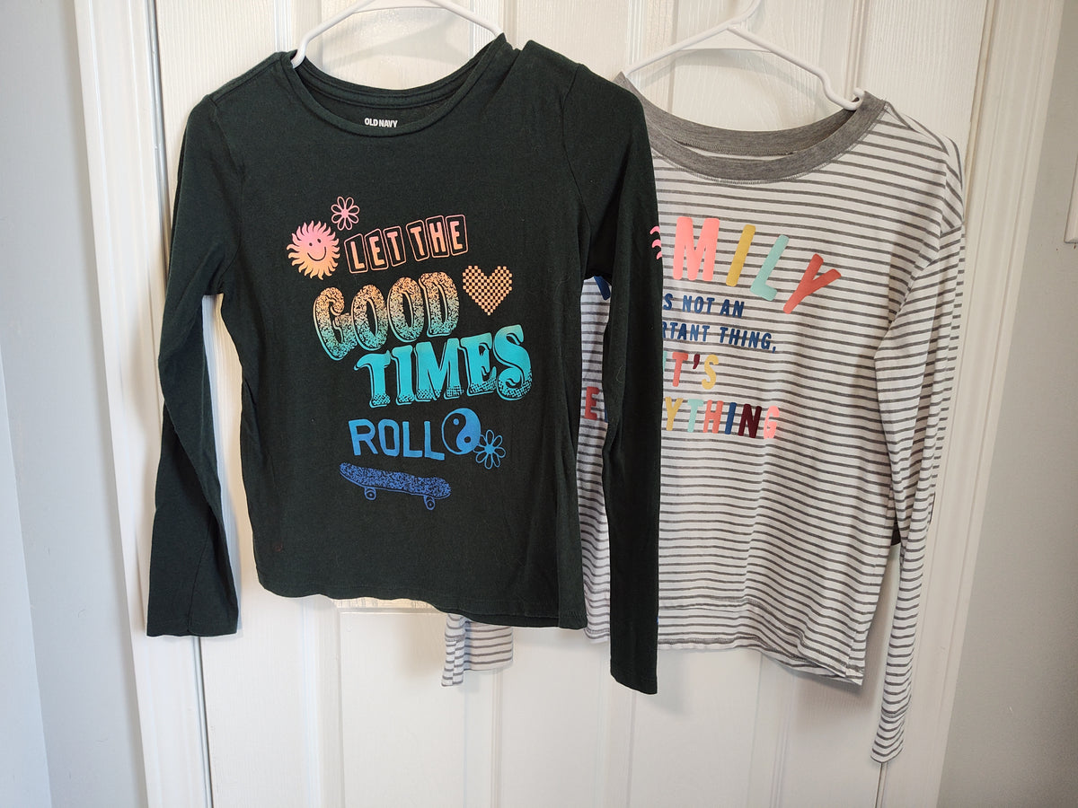 Seller 189:  Old Navy & Justice Graphic Long Sleeves x 2 size 14