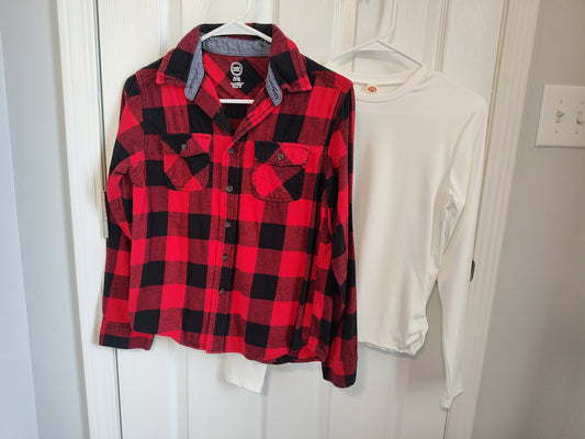 Seller 189:  Unisex Flannel Shirt Wonder Nation 14/16 with Girls White Top Size 14