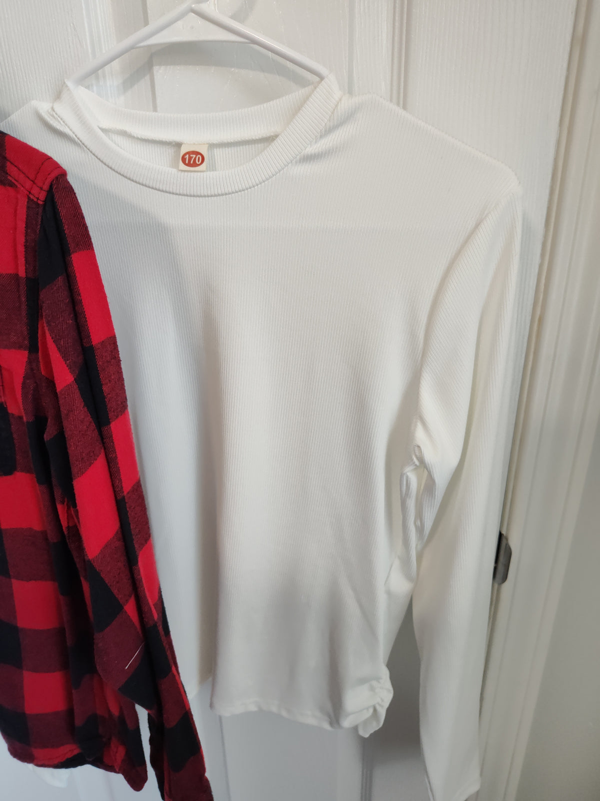 Seller 189:  Unisex Flannel Shirt Wonder Nation 14/16 with Girls White Top Size 14