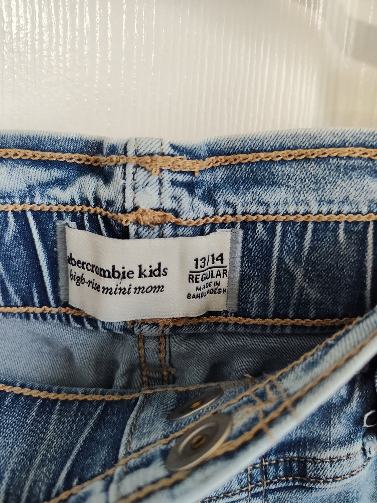 Seller 189:  Abercrombie high rise mini mom jeans size 13/14 girls