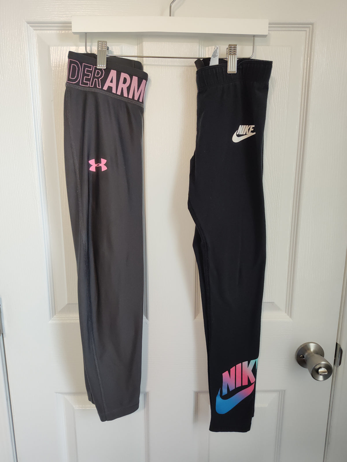 Seller 189:  UA & Nike leggings (UA capri length) Girls size YL (fit like 14)