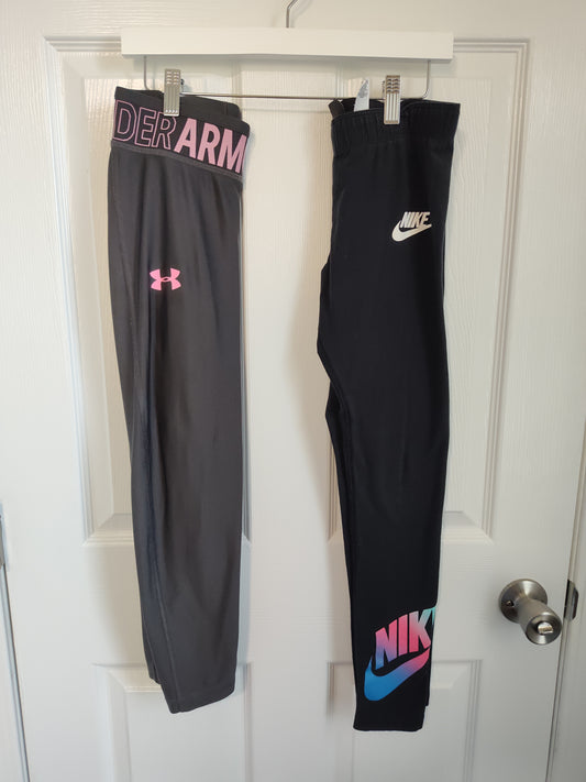 Seller 189:  UA & Nike leggings (UA capri length) Girls size YL (fit like 14)