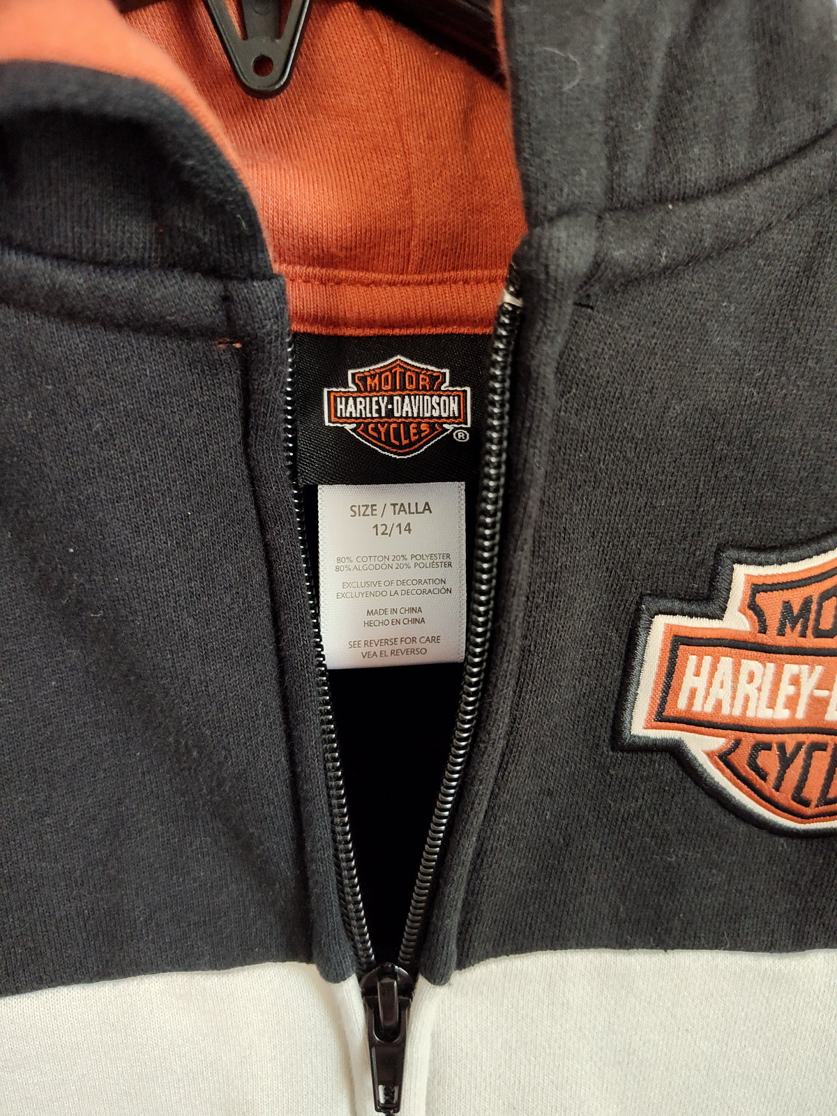 Seller 189:  Harley Davidson boy's zipup hoodie size 12/14