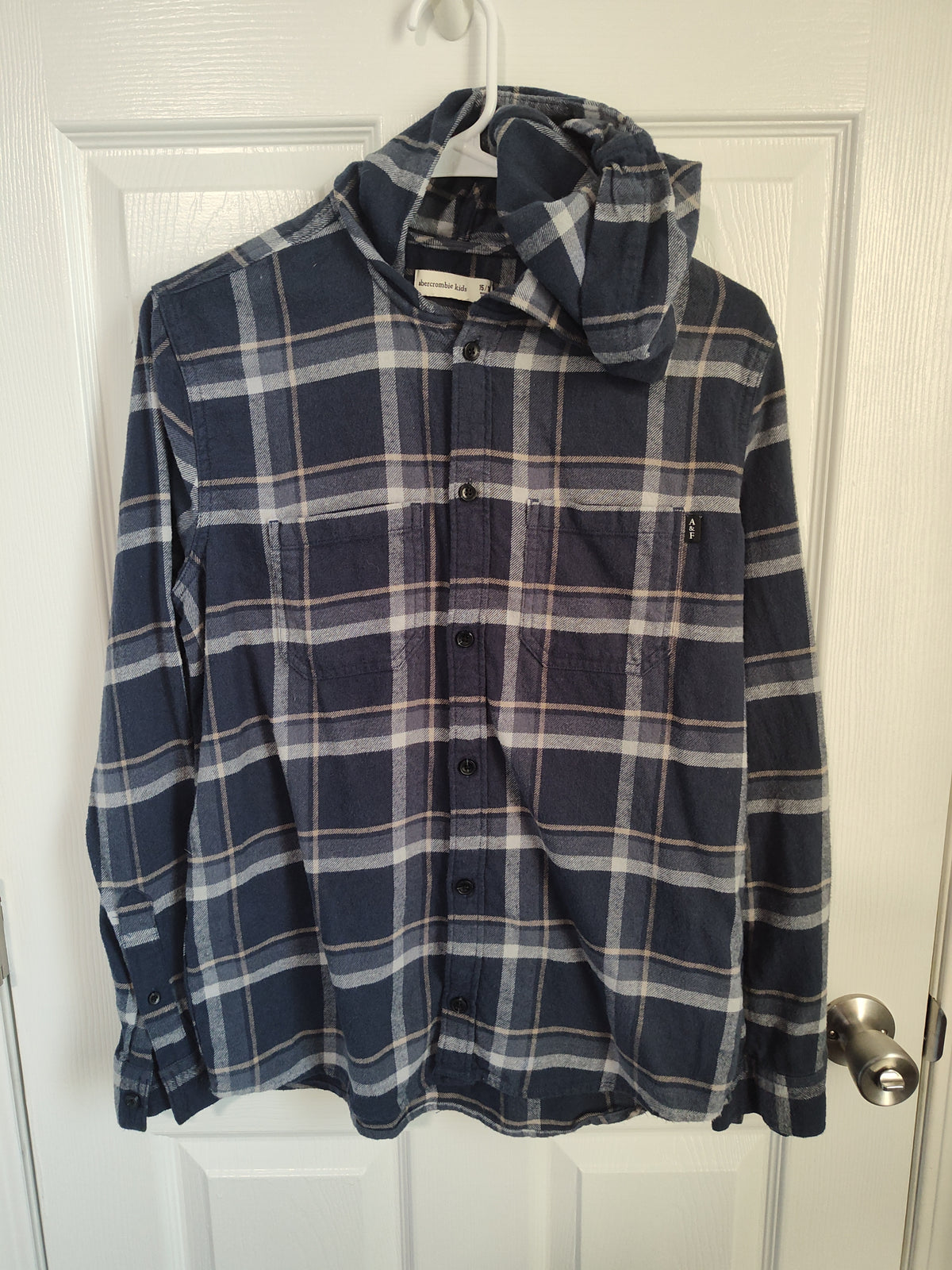 Seller 189:  Abercrombie Boys Flannel Hoodie size 15/16