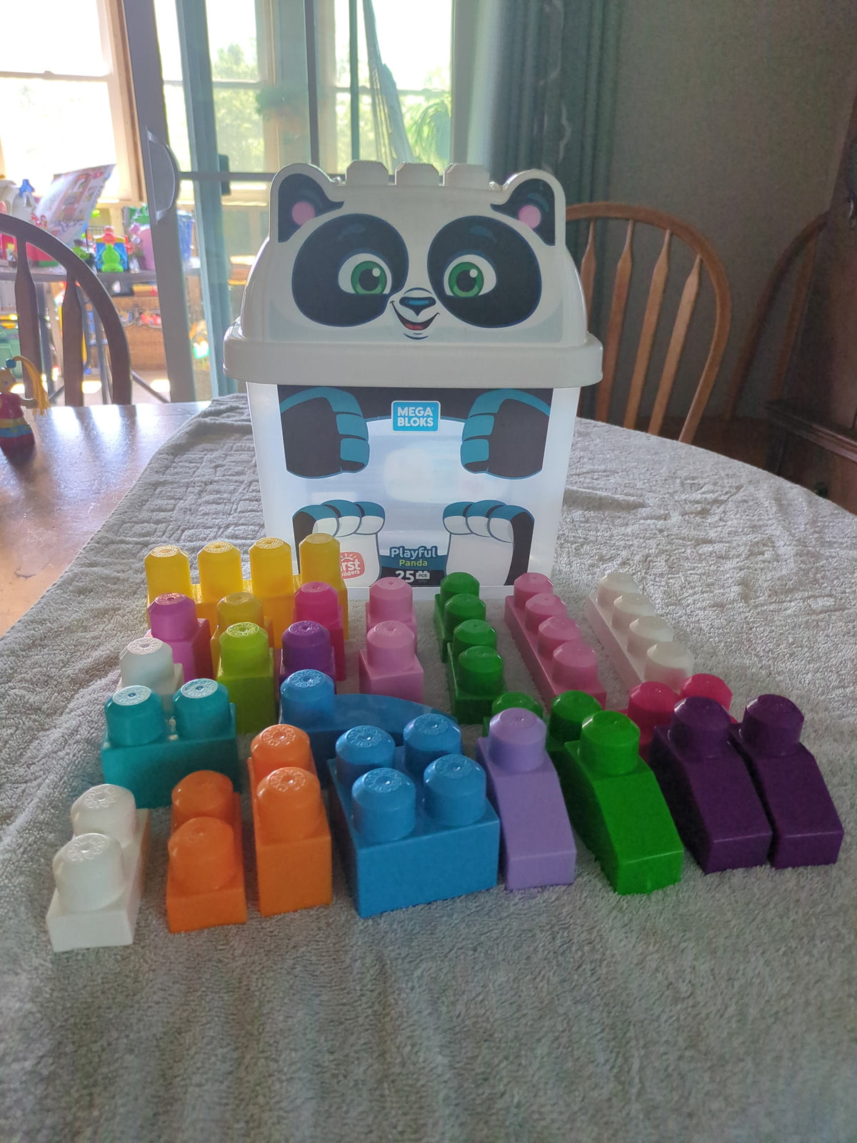 Seller 123 - 25 piece mega block set in Panda Container