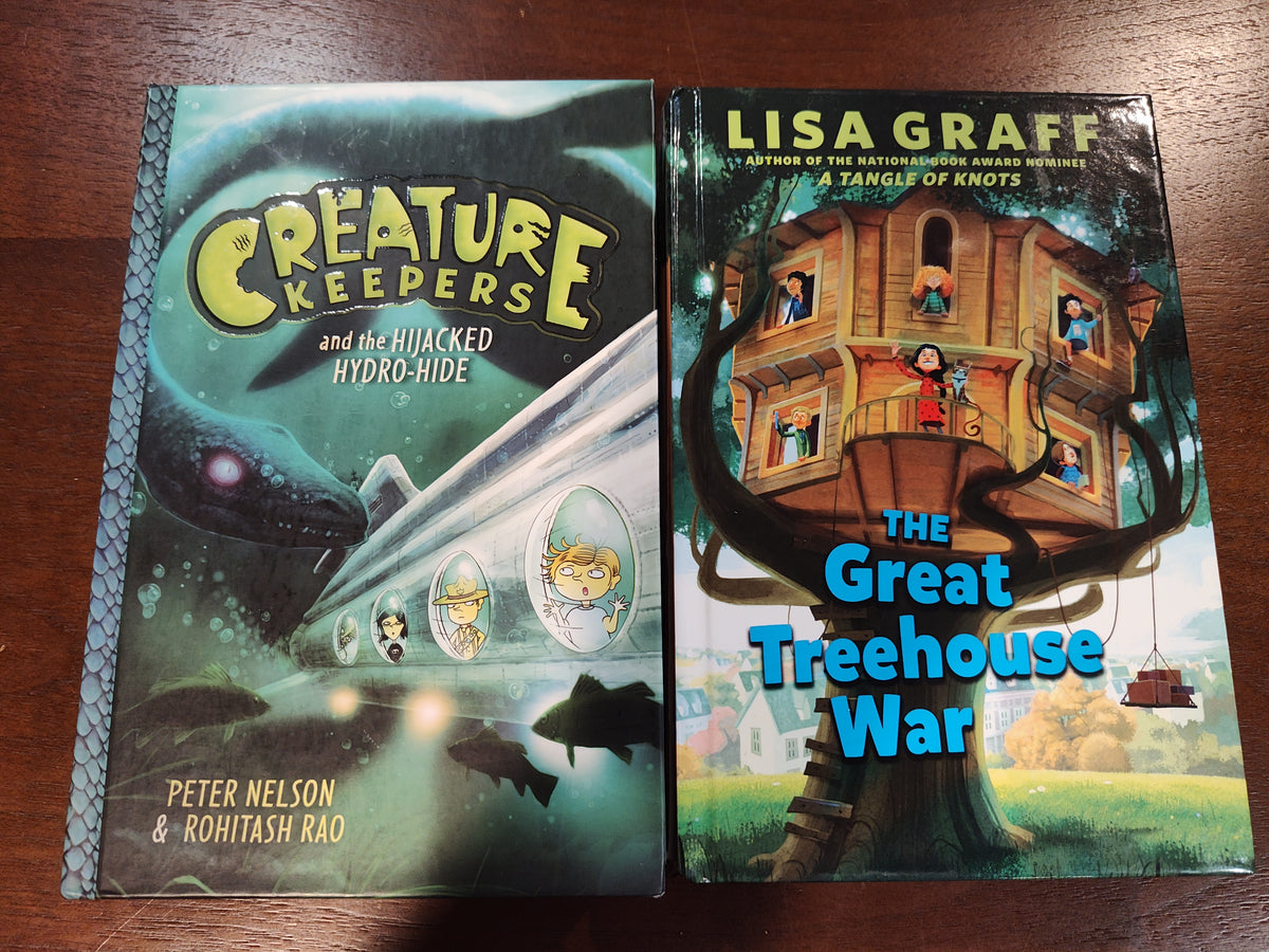 Seller 189:  Hardback Chapter books x 2:  Creature keepers & Great Treehouse War