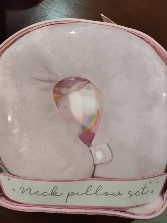 Seller 189:  Comfort Bay Girl's Travel Set:  Neck Pillow, clear backpack, and unicorn blanket/sleep mask