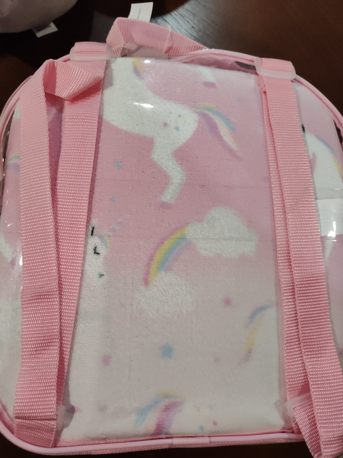 Seller 189:  Comfort Bay Girl's Travel Set:  Neck Pillow, clear backpack, and unicorn blanket/sleep mask