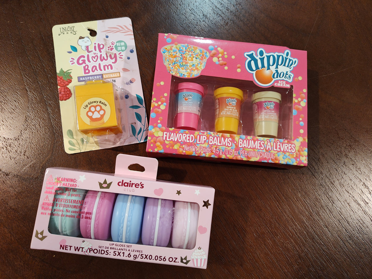 Seller 189:  Claire's lip gloss/balms new!