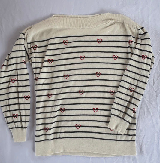 #119 stripe and heart sweater (no tag but I believe it's a size small from Loft)