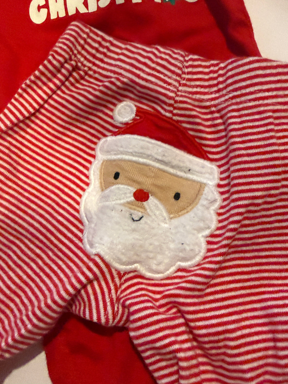 #170 Carters “my first Christmas” body suit with matching Santa bottom pants girls 3 months