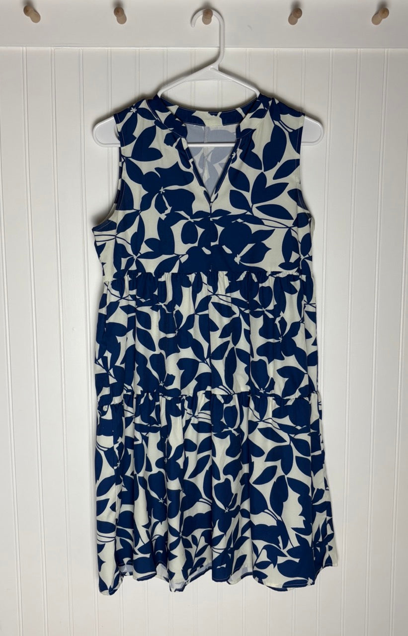 #39 women's M blue floral tiered dress