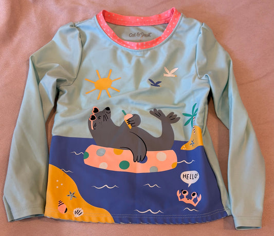 REDUCED #145 Girls 4t Cat & Jack Seal Rash Guard