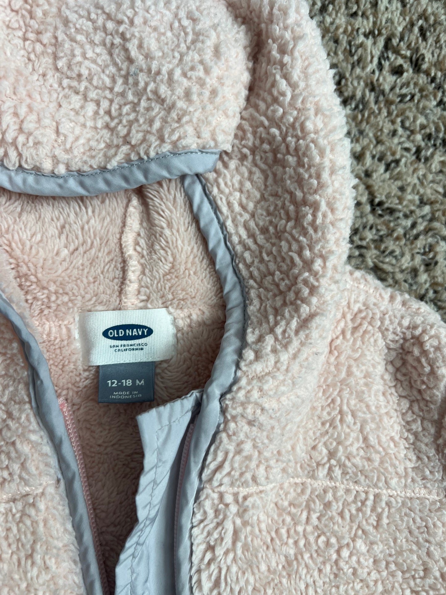 Seller 130 Girls 12 - 18 M old navy zip up light jacket - GUC