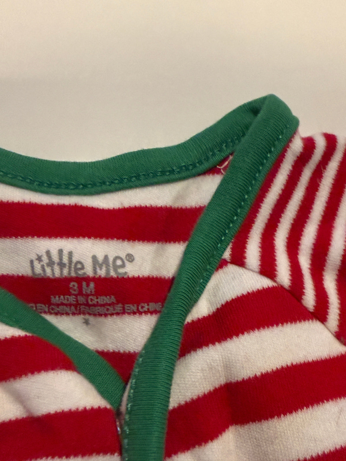 #170 Little Me “my first Christmas”  red and white stripe with reindeer gender neutral 3 months