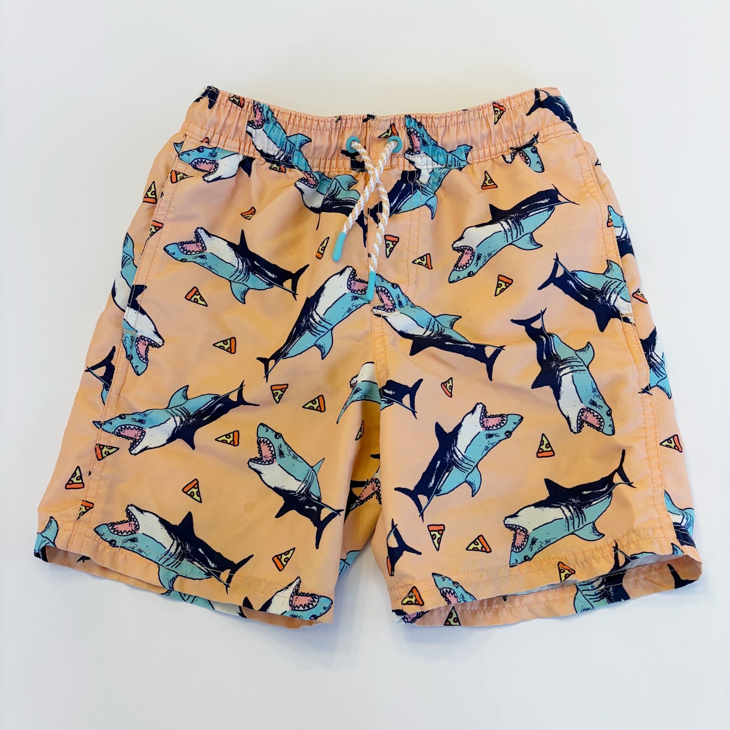 #79 | Size M / 8 | Cat & Jack Boys Pizza Shark Swim Trunks