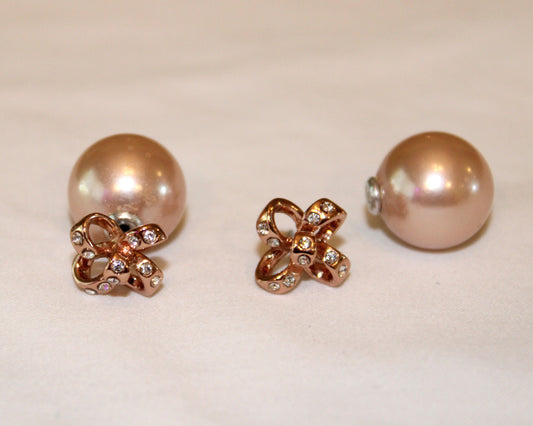 #168 Kate Spade rose gold/pink pearl earrings