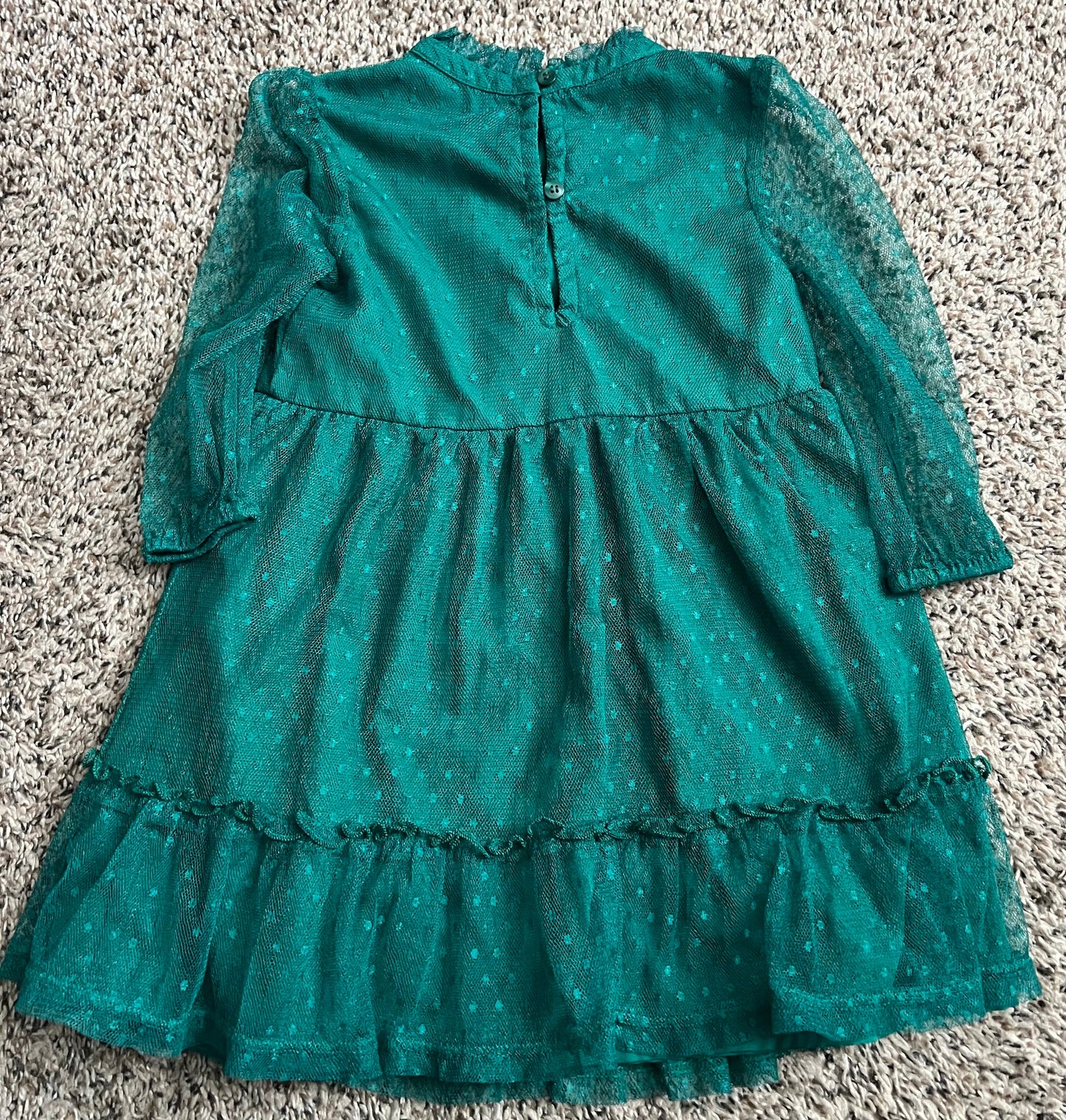 Seller 130 Girls 2T Green tier jacquard Holiday dress VGUC