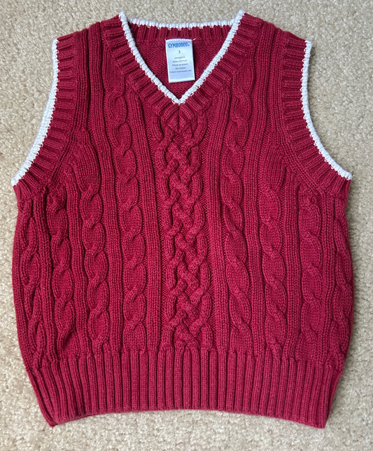 #15 Gymboree 3t Maroon/white Sweater Vest