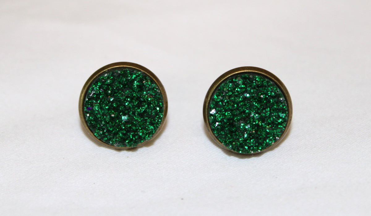 #168 Green sparkle/holiday earrings
