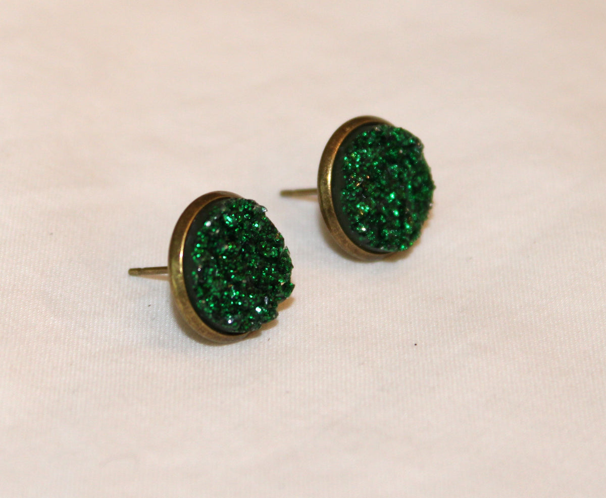 #168 Green sparkle/holiday earrings