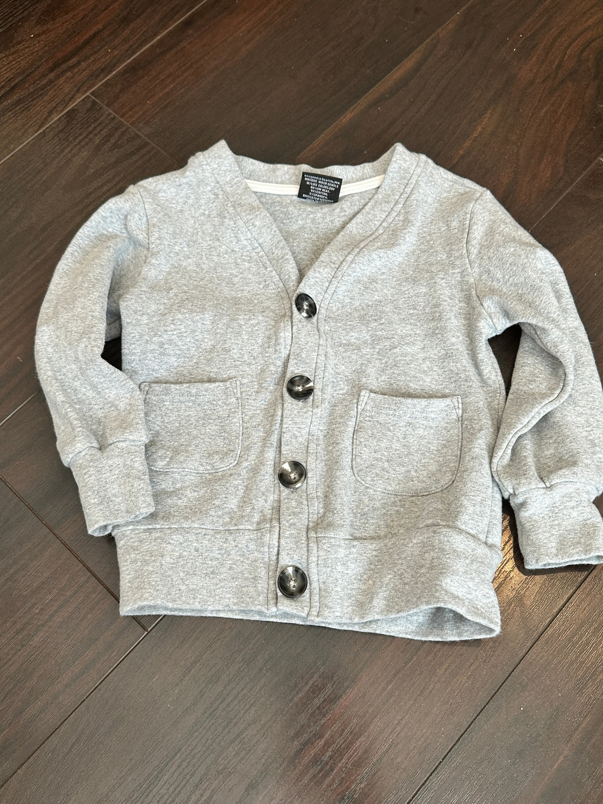 #48 Little Bibsy Gray cardi size 2-3