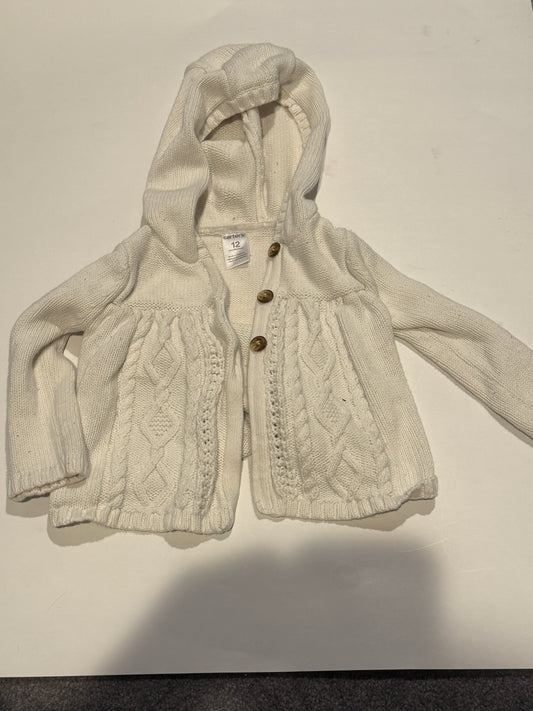 #170 Carters off white cardigan sweater girls 12 months