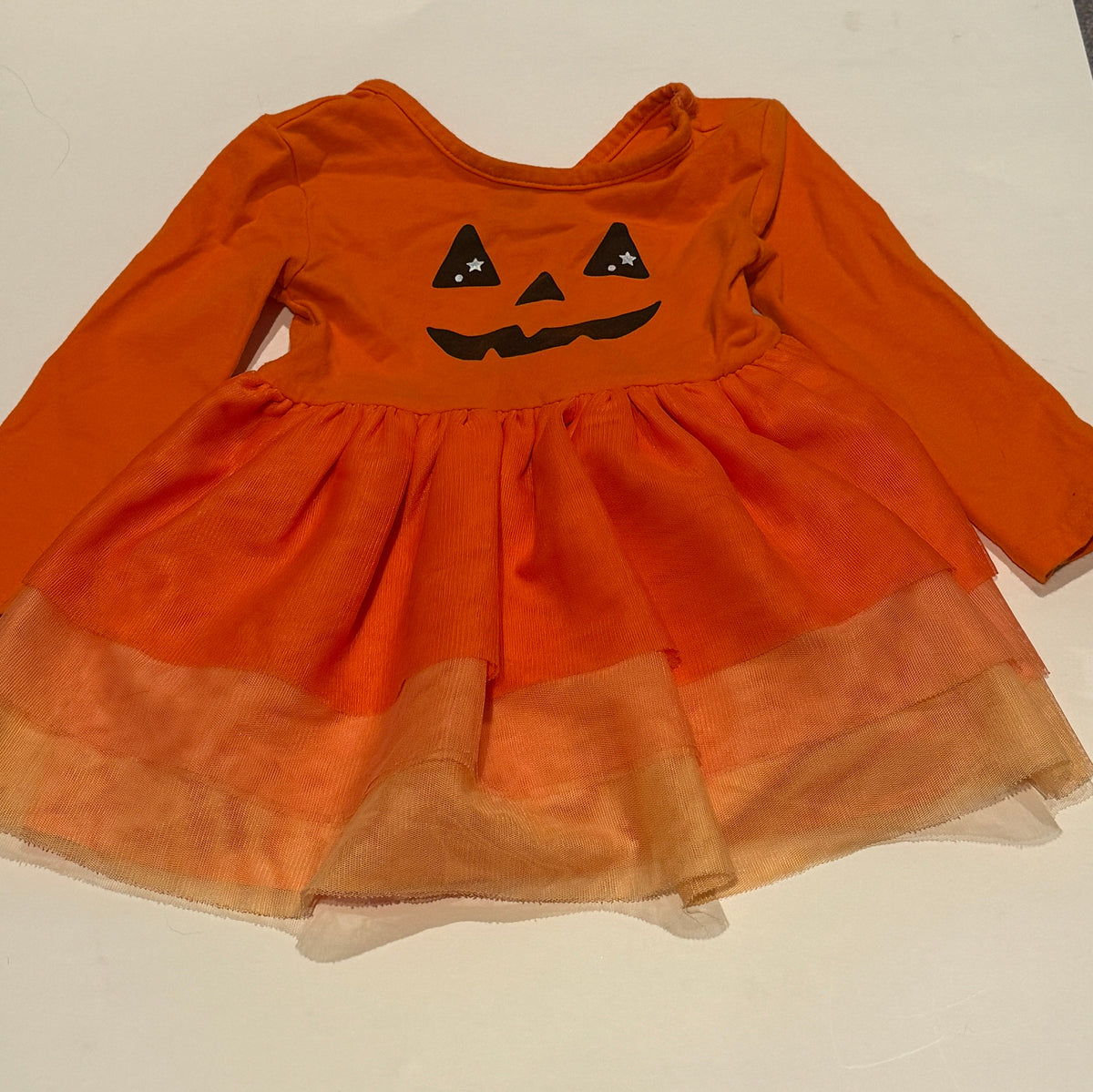 #170 Old Navy Fit and Flare long sleeve jack o lantern Tulle dress girls 18-24 months