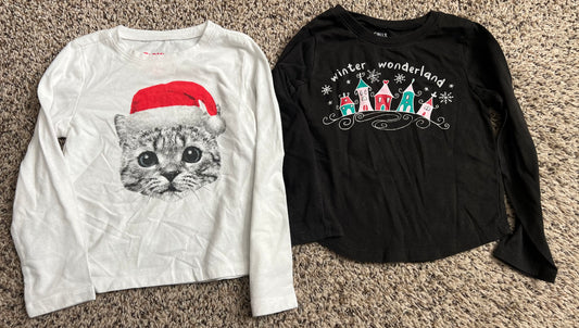 Seller 130 Girls 3T Set of Holiday shirts cat - GUC