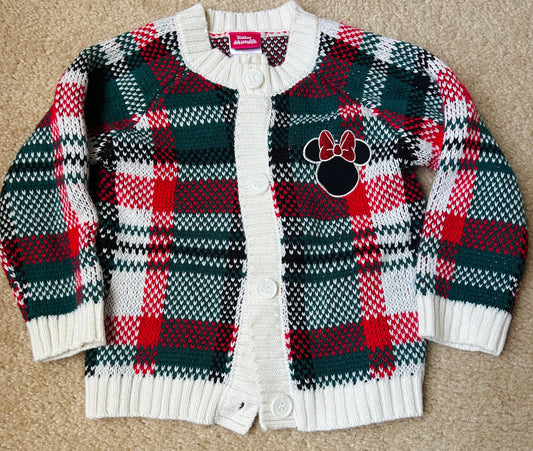 #15 *Reduced* 2t Minnie Holiday Plaid Cardigan VGUC