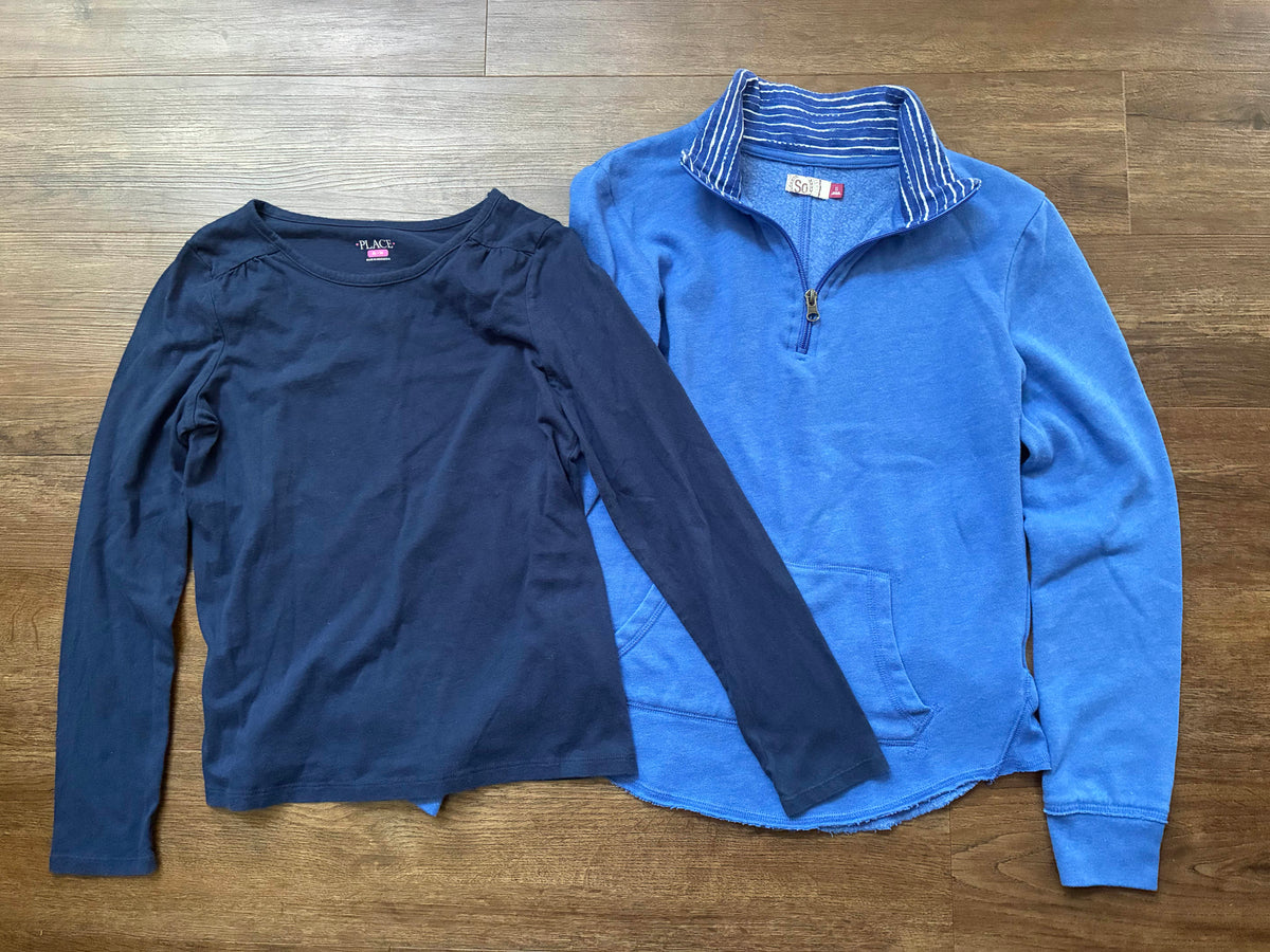 #126 SO Blue Quarter Zip Pullover S & Children's Place Navy Shirt XL 14