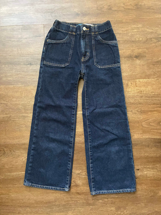 #126 EUC Old Navy Dark Wash Baggy Wide Leg Jeans Girls 10
