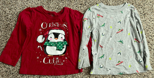 Seller 130 Girls 3T Set of holiday shirt penguin - GUC