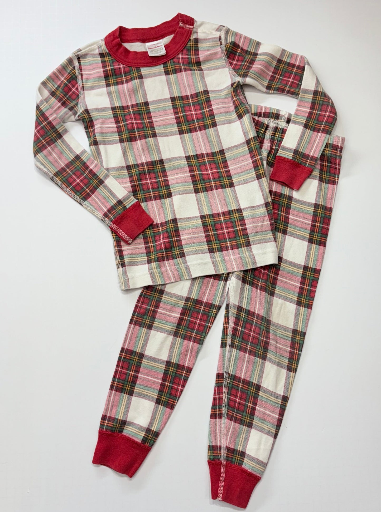 Seller 189 Size 5 (110cm) Hanna Andersson Holiday Plaid Long John Pajamas VGUC