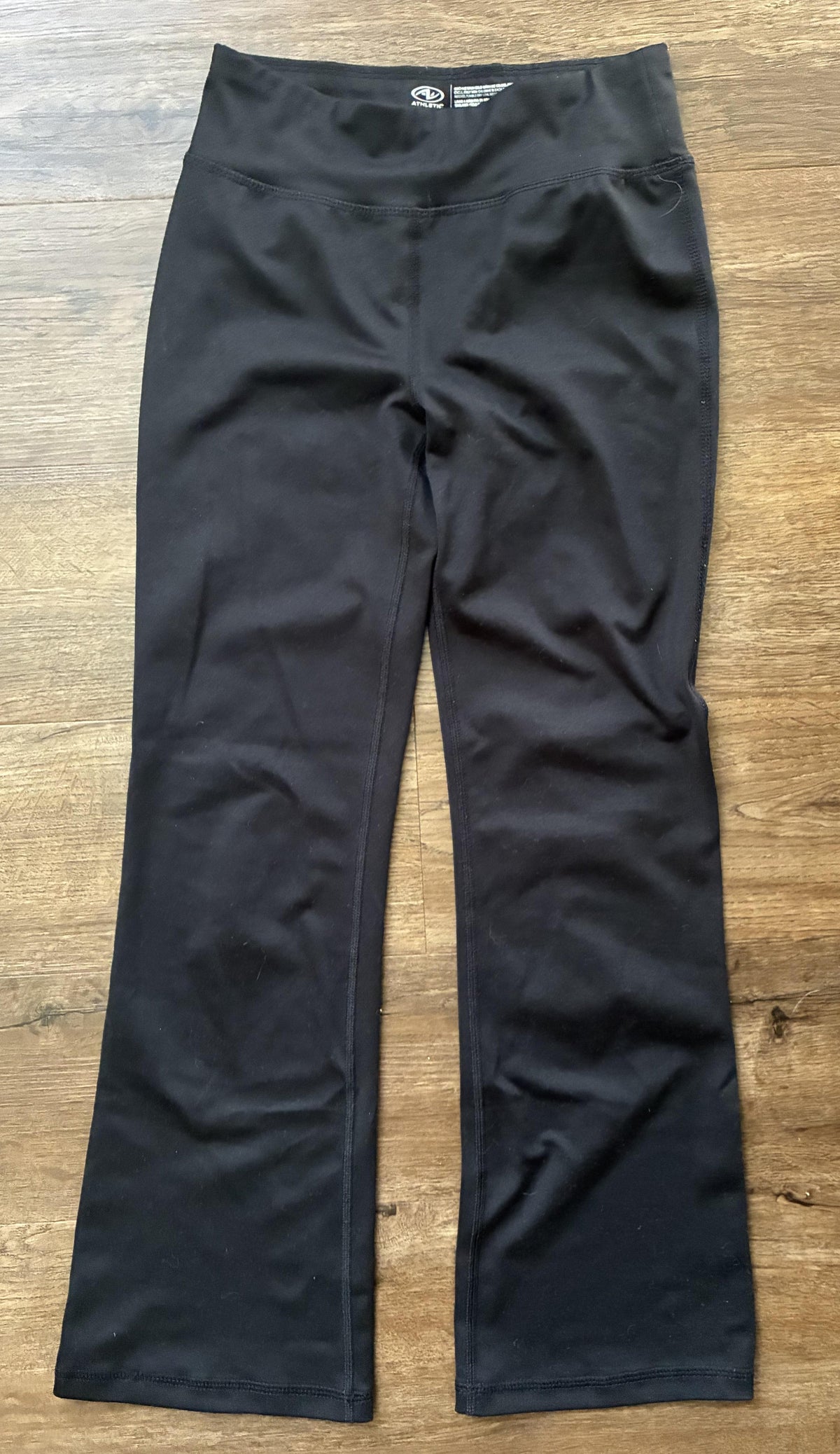 #126 EUC 2 Pairs Athletic Leggings - Black Flare & Blue Multi-Colored Girls M 7/8