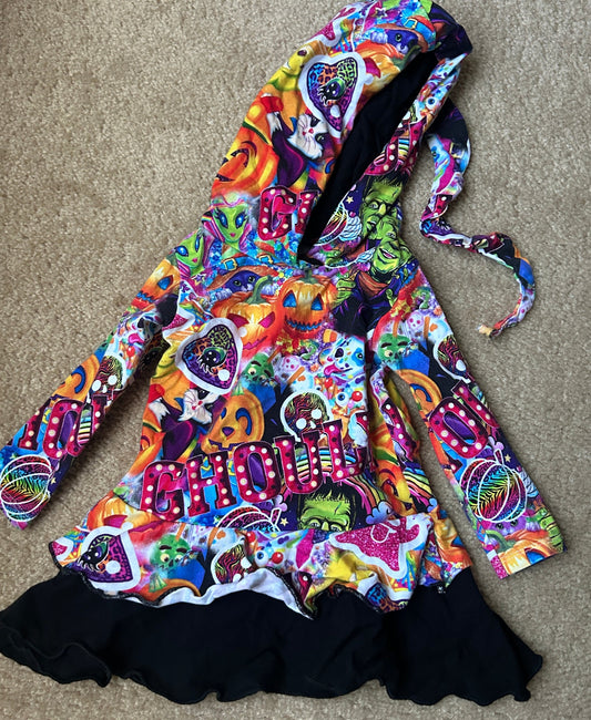 #15 *Reduced* Crushed Glitter 12-18m Lisa Frank Halloween Hooded Dress