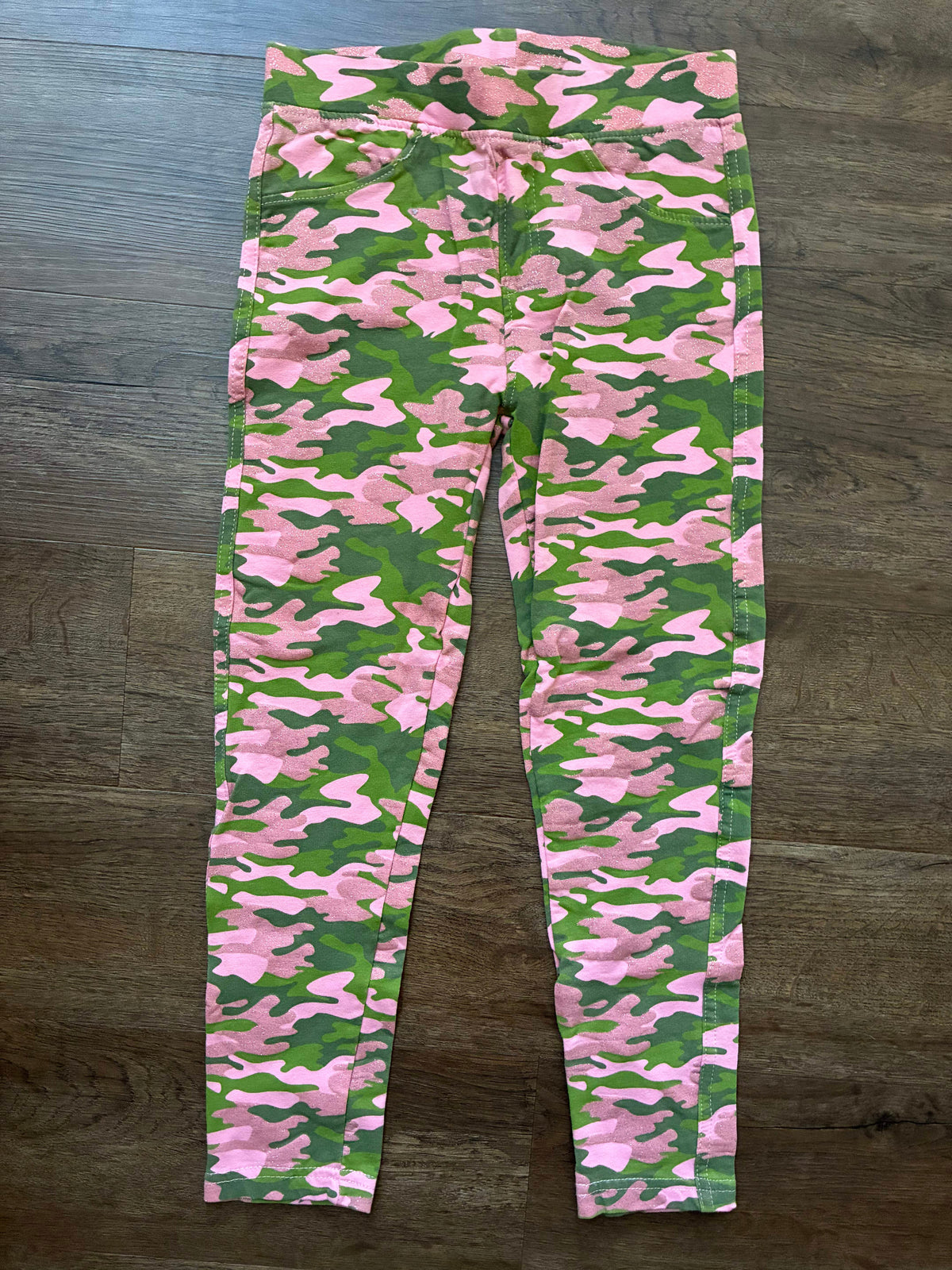 #126 Carter's Navy Unicorn Leggings & Pink Camo with Sparkle Detail Leggings Girls 8