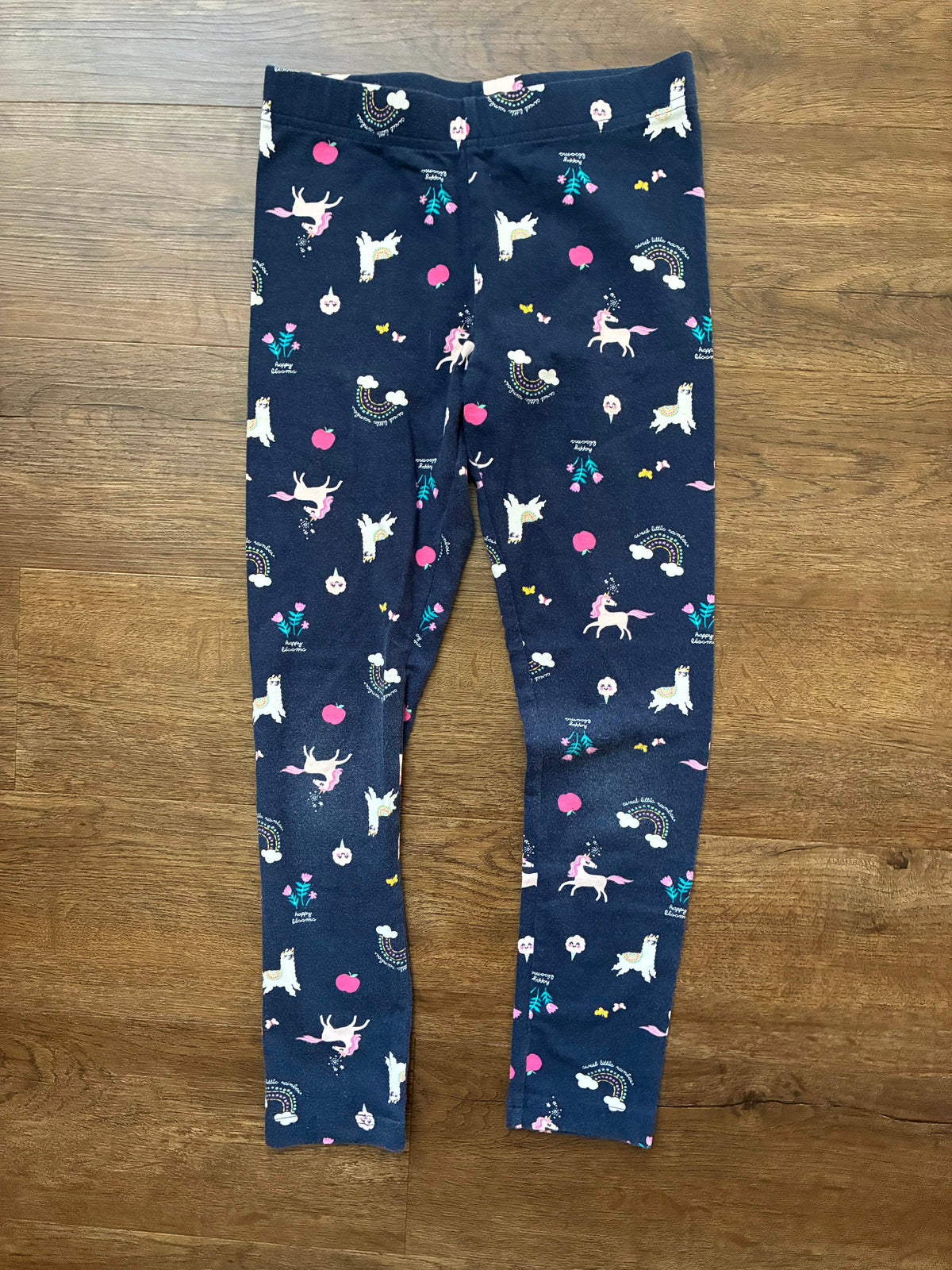 #126 Carter's Navy Unicorn Leggings & Pink Camo with Sparkle Detail Leggings Girls 8