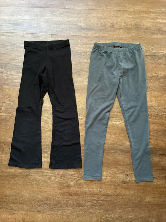 #126 VGUC Old Navy Black Flare Leggings & Jumping Beans Gray Leggings Girls 8