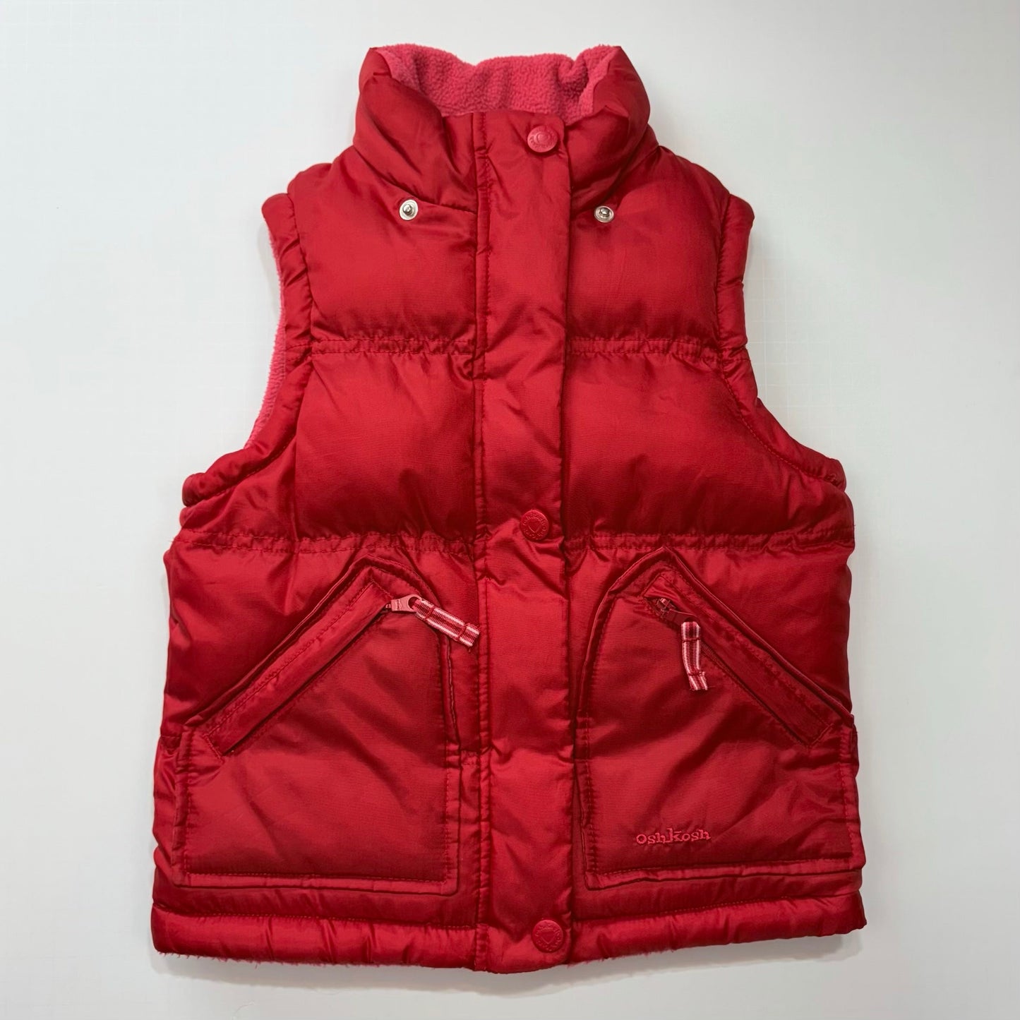 Seller 189 Girls 5 Osh Kosh Red Fleece-Lined Puffer Vest EUC