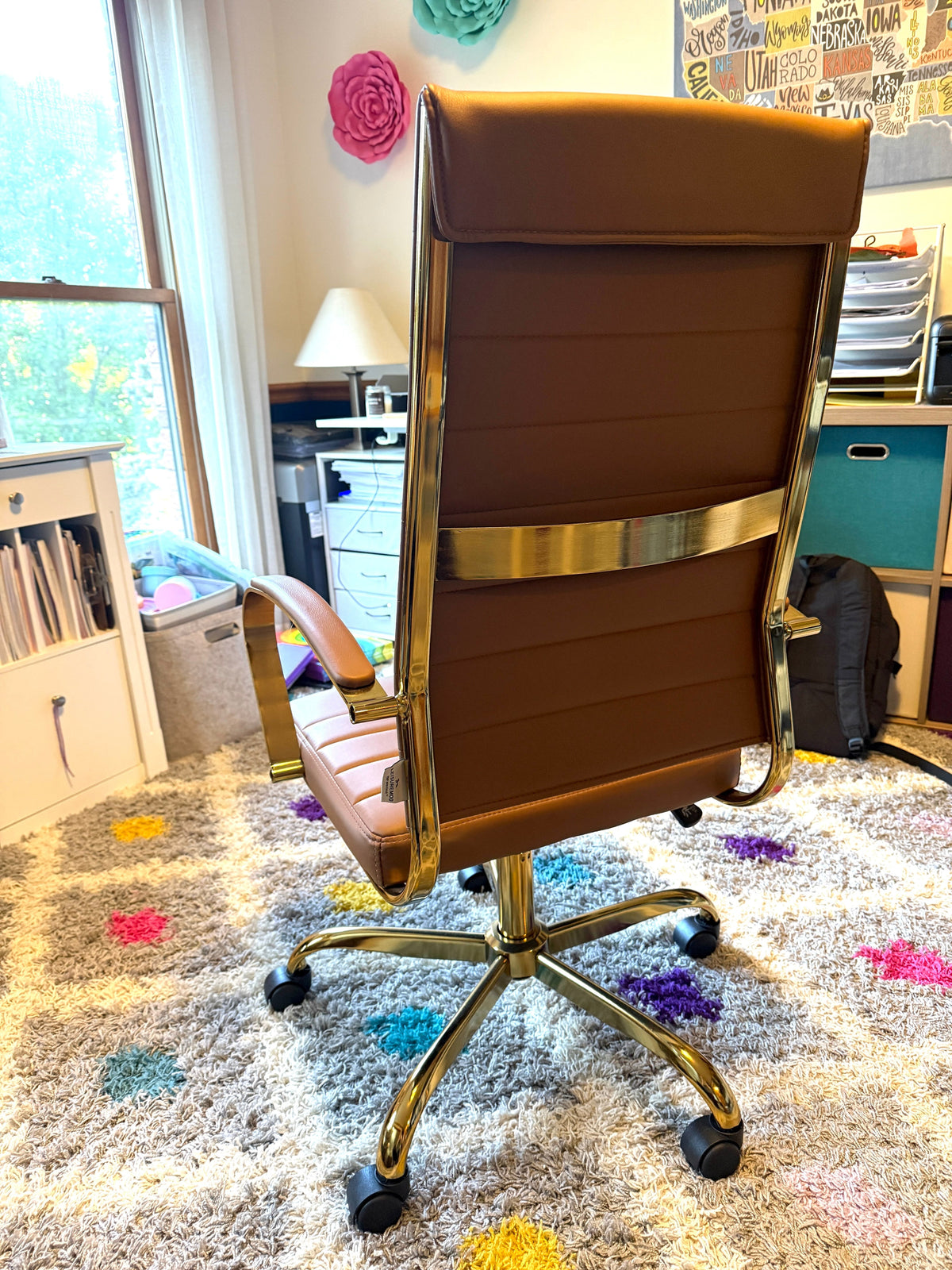 155 Office Desk Chair - Camel and Gold, EUC -- PPU ONLY