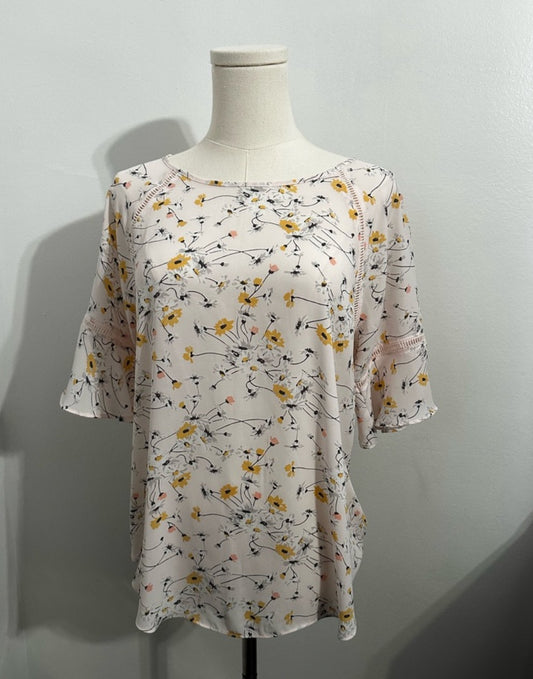 #111 LOFT Women’s Floral Pink Blouse Size Small