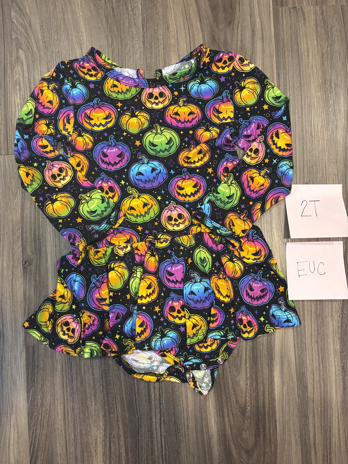 #138 - 2T EUC Bamboo (Bums & Roses) Glow Hard or Go Home Halloween Twirl