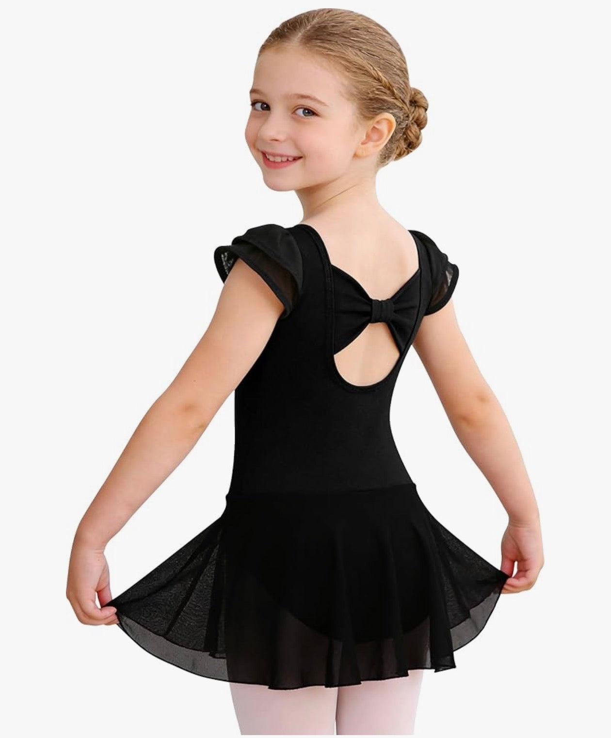 #79 | Size 6-8 |  Girls Black Ballet Leotard with Bow Back