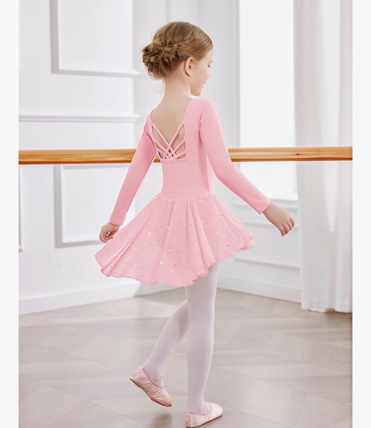 #79 | Size 4-5  |  Girls Pink Long Sleeve Ballet Leotard
