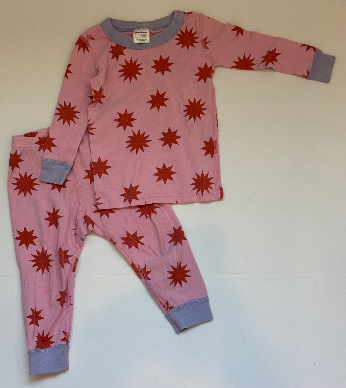 #82 Hanna Anderson Red Sunbursts PJs Girls Size 2T