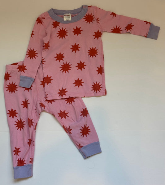 #82 Hanna Anderson Red Sunbursts PJs Girls Size 2T